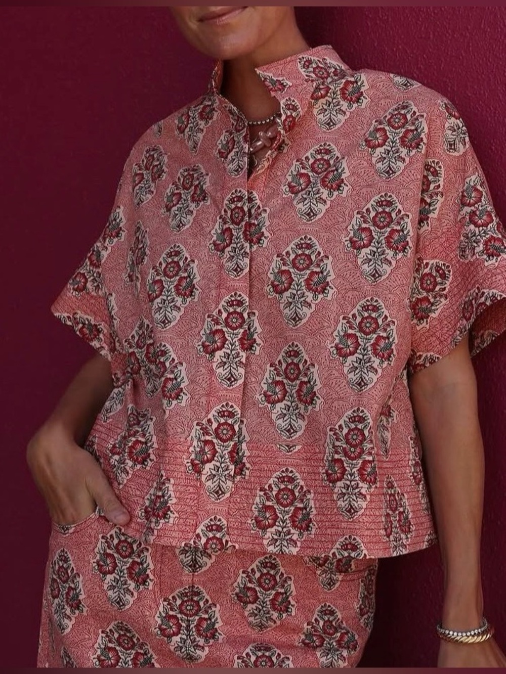Tuckernuck Scarlet Sonata Trapunto Stitch Sofia Shirt S